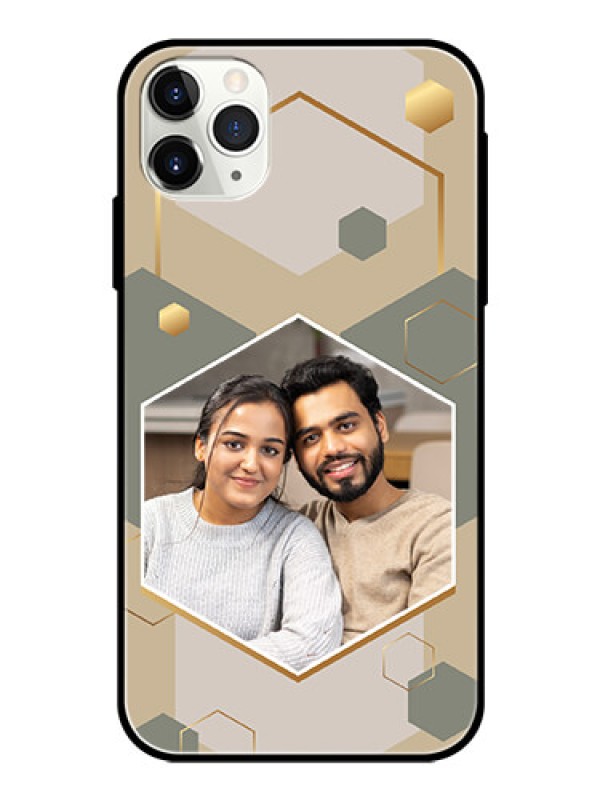 Custom iPhone 11 Pro Max Photo Printing on Glass Case - Stylish Hexagon Pattern Design