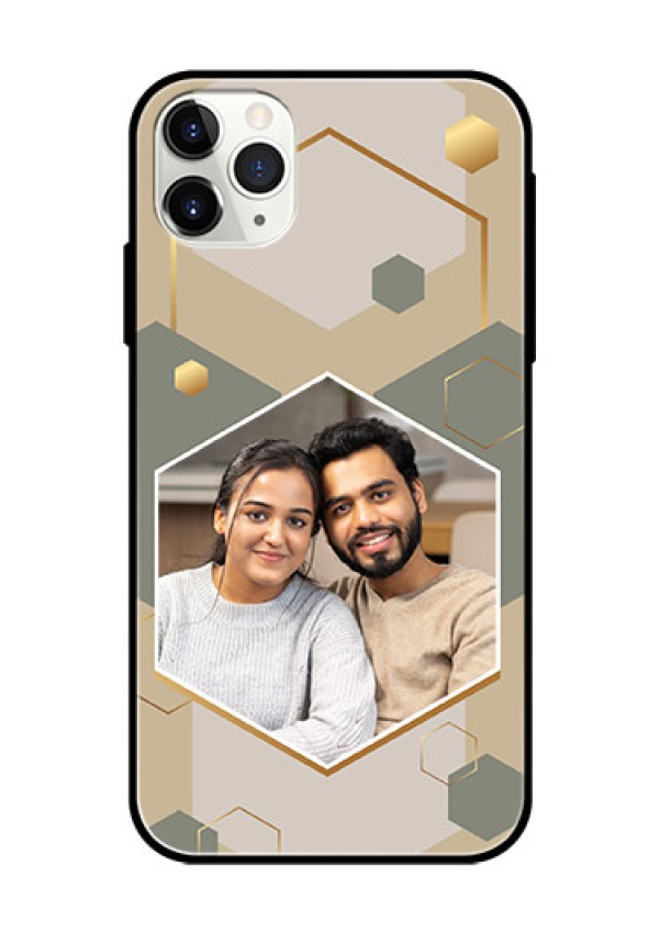 iPhone 11 Pro Max Photo Printing on Glass Case - Stylish Hexagon Pattern Design