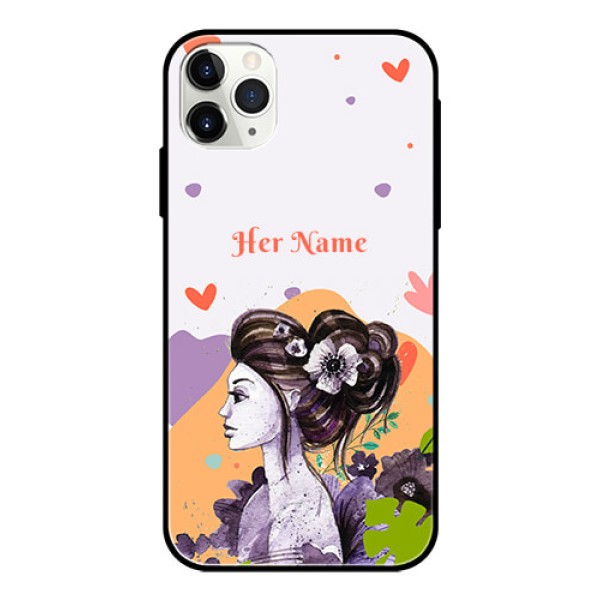 iPhone 11 Pro Max Personalized Glass Phone Case - Woman And Nature Design iPhone 11 Pro Max Personalized Glass Phone Case - Woman And Nature Design