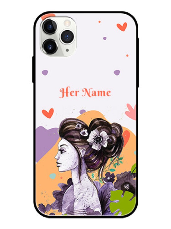 Custom iPhone 11 Pro Max Personalized Glass Phone Case - Woman And Nature Design