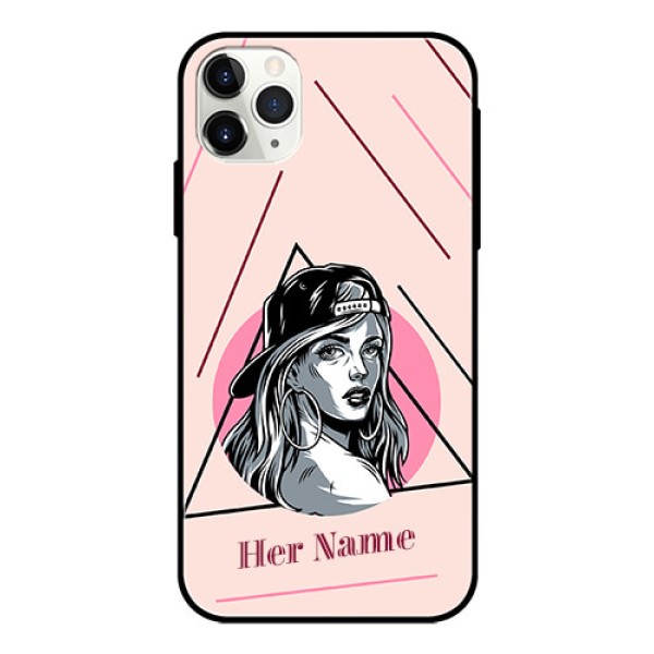 iPhone 11 Pro Max Personalized Glass Phone Case - Rockstar Girl Design iPhone 11 Pro Max Personalized Glass Phone Case - Rockstar Girl Design