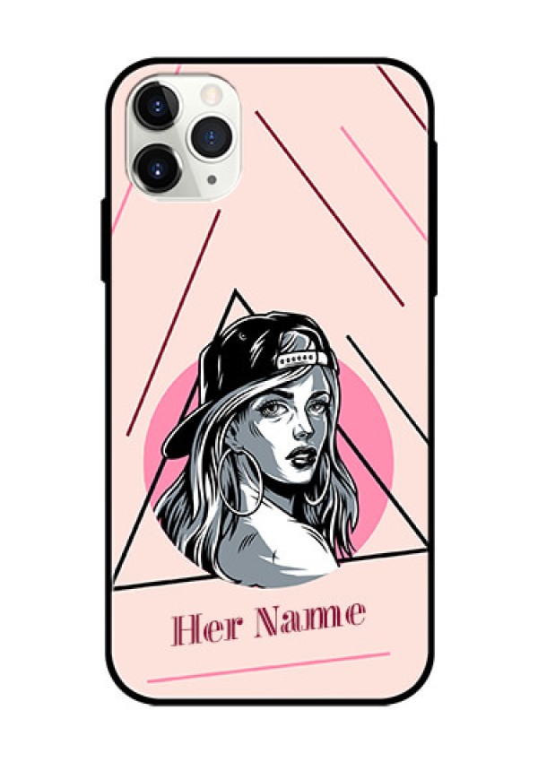 iPhone 11 Pro Max Personalized Glass Phone Case - Rockstar Girl Design