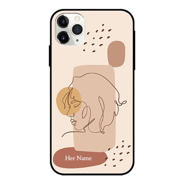 iPhone 11 Pro Max Photo Printing on Glass Case - Calm Woman line art Design iPhone 11 Pro Max Photo Printing on Glass Case - Calm Woman line art Design