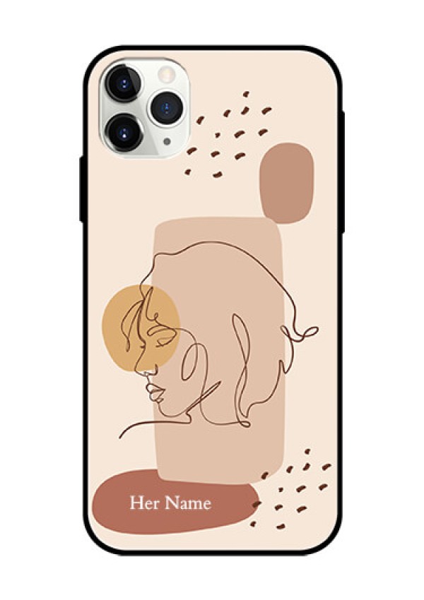 iPhone 11 Pro Max Photo Printing on Glass Case - Calm Woman line art Design