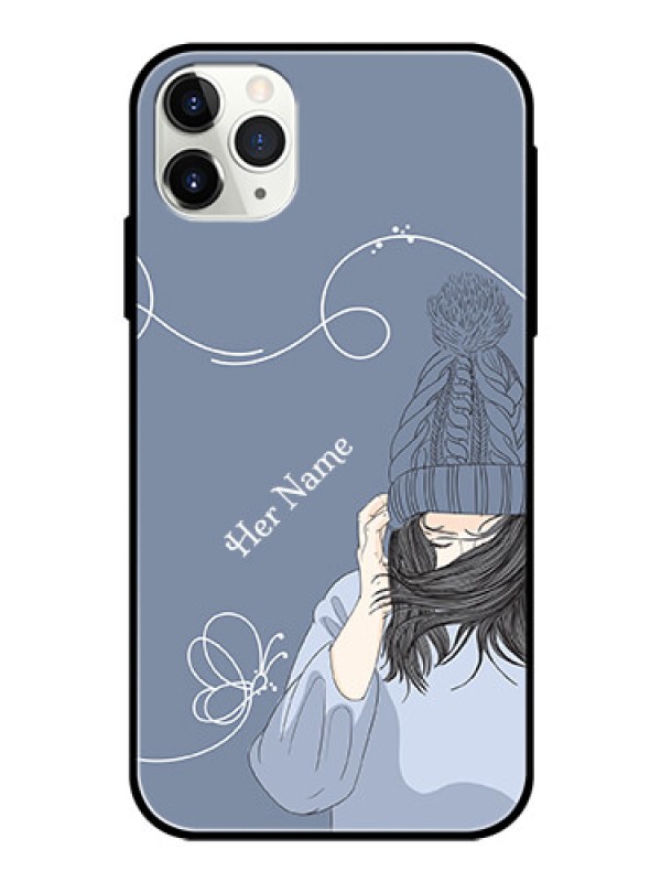 Custom iPhone 11 Pro Max Custom Glass Mobile Case - Girl in winter outfit Design