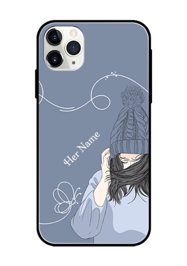 iPhone 11 Pro Max Custom Glass Mobile Case - Girl in winter outfit Design