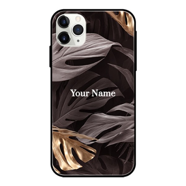 iPhone 11 Pro Max Personalised Glass Phone Case - Wild Leaves digital paint Design iPhone 11 Pro Max Personalised Glass Phone Case - Wild Leaves digital paint Design