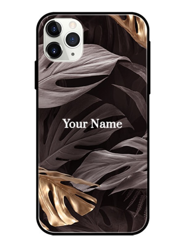 Custom iPhone 11 Pro Max Personalised Glass Phone Case - Wild Leaves digital paint Design