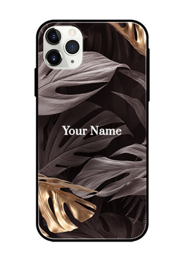 iPhone 11 Pro Max Personalised Glass Phone Case - Wild Leaves digital paint Design