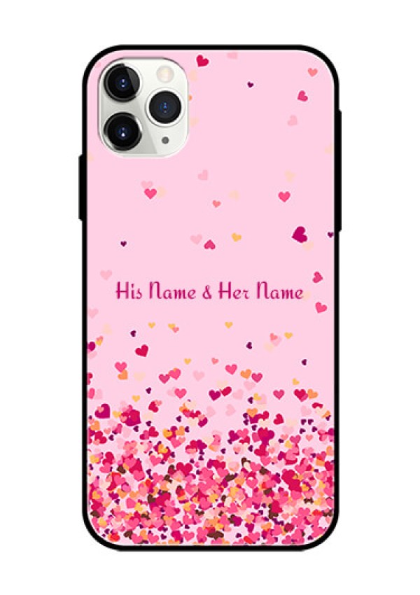 iPhone 11 Pro Max Photo Printing on Glass Case - Floating Hearts Design