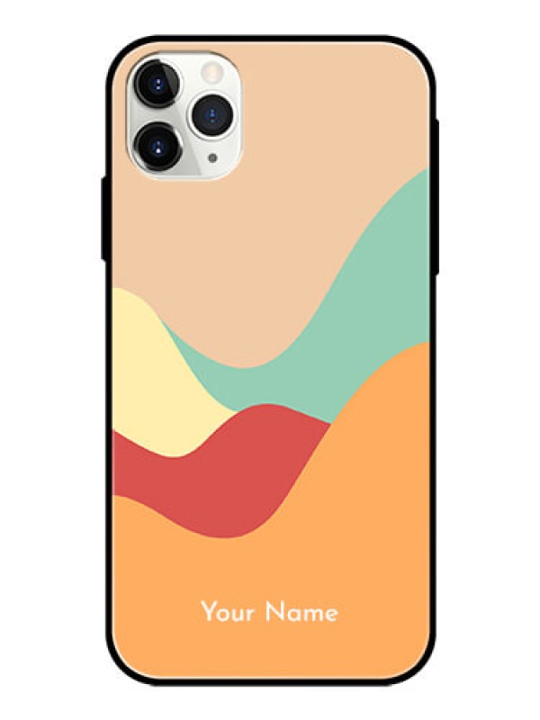 Custom iPhone 11 Pro Max Personalized Glass Phone Case - Ocean Waves Multi-colour Design