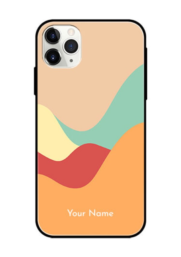 iPhone 11 Pro Max Personalized Glass Phone Case - Ocean Waves Multi-colour Design