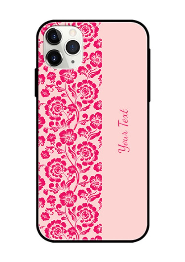 iPhone 11 Pro Max Custom Glass Phone Case - Attractive Floral Pattern Design