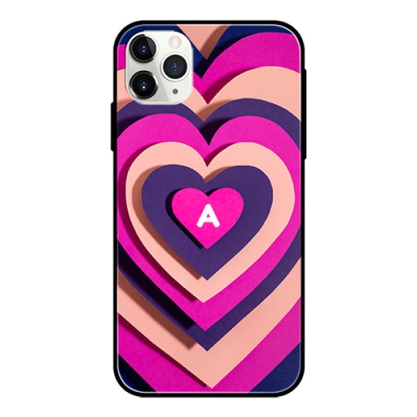 iPhone 11 Pro Max Custom Glass Mobile Case - Cute Heart Pattern Design