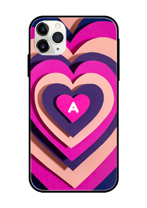 iPhone 11 Pro Max Custom Glass Mobile Case - Cute Heart Pattern Design