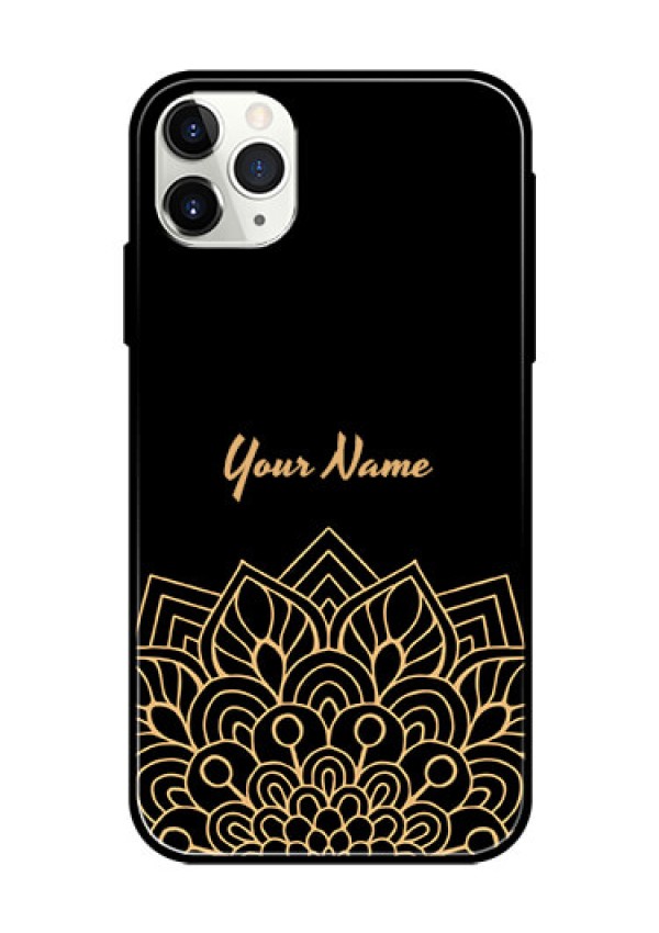 iPhone 11 Pro Max Custom Glass Phone Case - Golden mandala Design