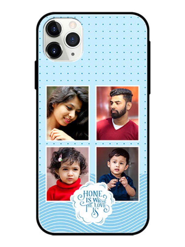 Custom iPhone 11 Pro Max Custom Glass Phone Case - Cute love quote with 4 pic upload Design