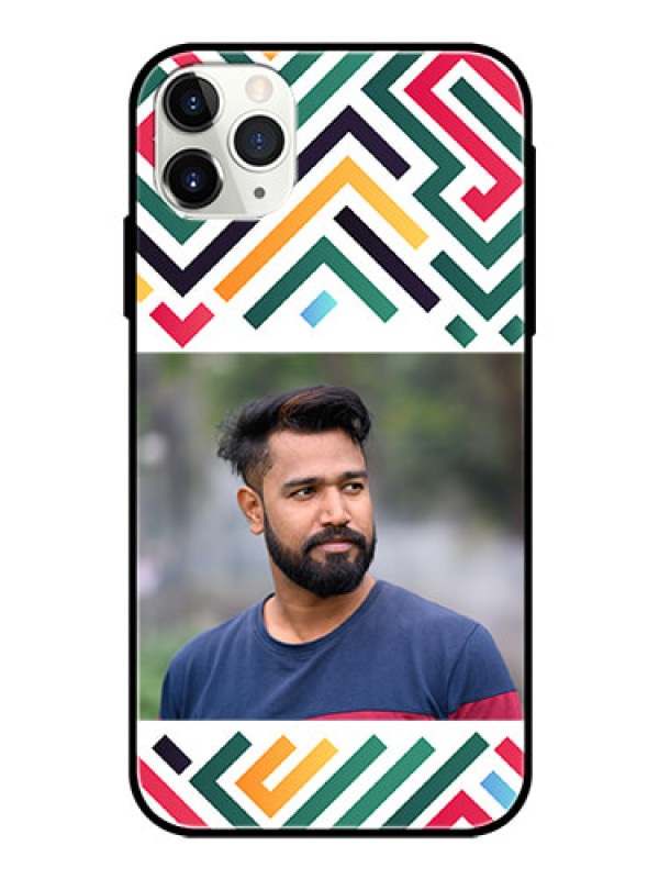 Custom iPhone 11 Pro Max Personalized Glass Phone Case - Colorful Maze Pattern Design