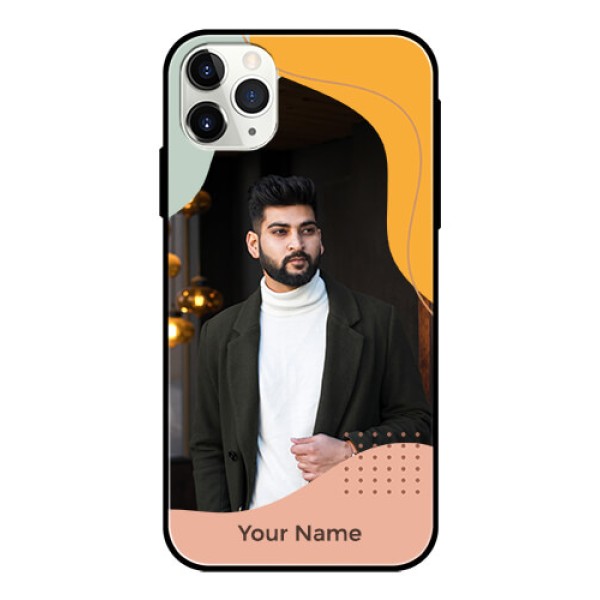 iPhone 11 Pro Max Personalized Glass Phone Case - Tri-coloured overlay design iPhone 11 Pro Max Personalized Glass Phone Case - Tri-coloured overlay design