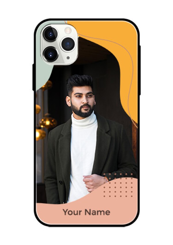 iPhone 11 Pro Max Personalized Glass Phone Case - Tri-coloured overlay design