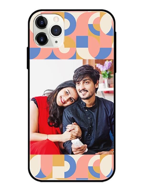 Custom iPhone 11 Pro Max Photo Printing on Glass Case - Semi-circle Maze Pattern Design