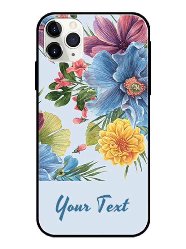 Custom iPhone 11 Pro Max Custom Glass Mobile Case - Stunning Watercolored Flowers Painting Design