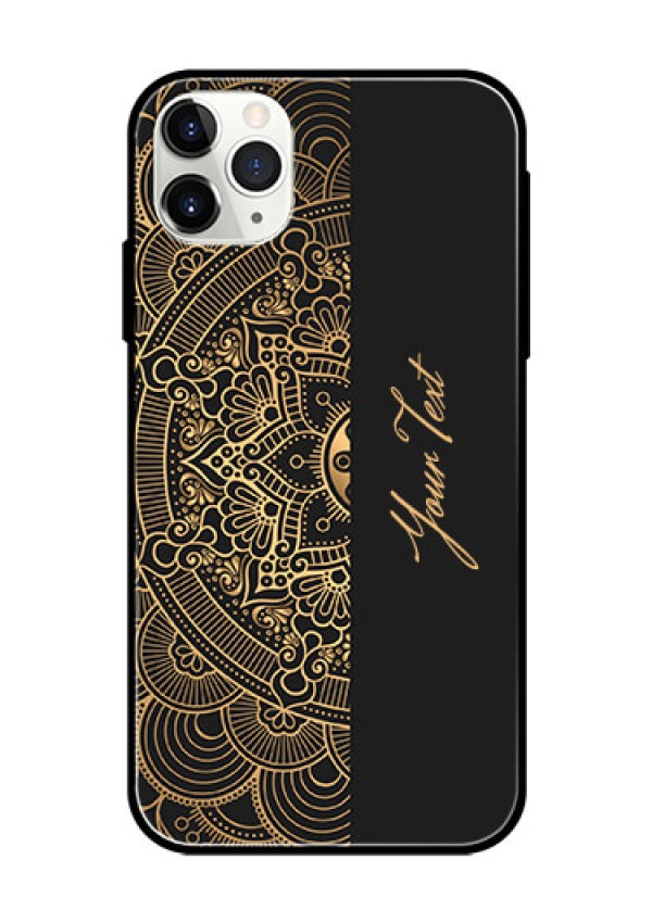 iPhone 11 Pro Max Photo Printing on Glass Case - Mandala art with custom text Design