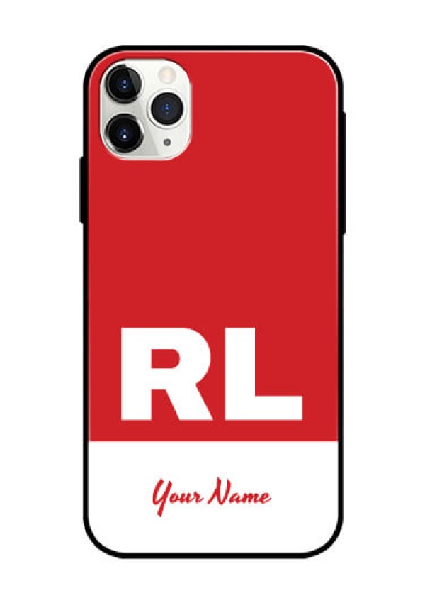 iPhone 11 Pro Max Personalized Glass Phone Case - dual tone custom text Design