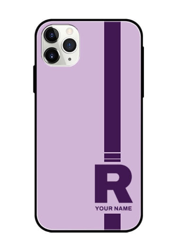 iPhone 11 Pro Max Photo Printing on Glass Case - Simple dual tone stripe with name Design