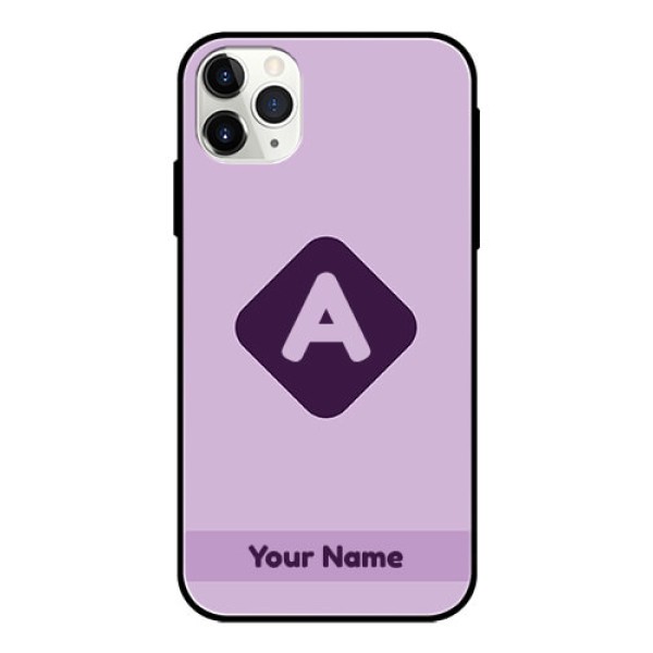 iPhone 11 Pro Max Custom Glass Mobile Case - Custom Letter in curved badge Design