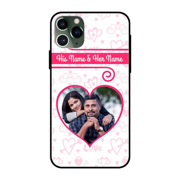 Apple iPhone 11 Pro Personalized Glass Phone Case  - Heart Shape Love Design