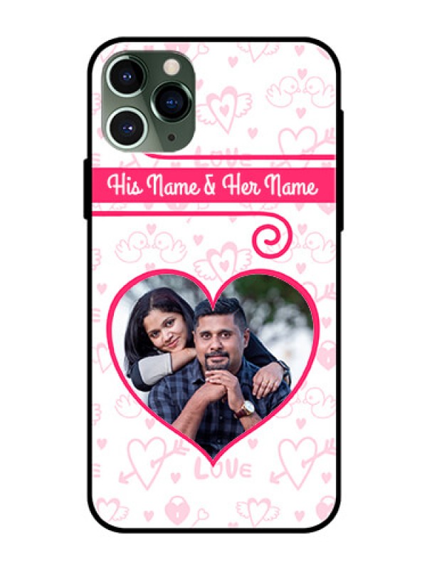 Custom Apple iPhone 11 Pro Personalized Glass Phone Case  - Heart Shape Love Design