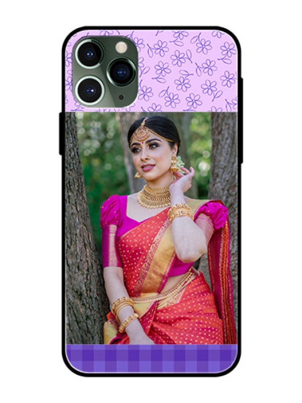 Custom Apple iPhone 11 Pro Custom Glass Phone Case  - Purple Floral Design