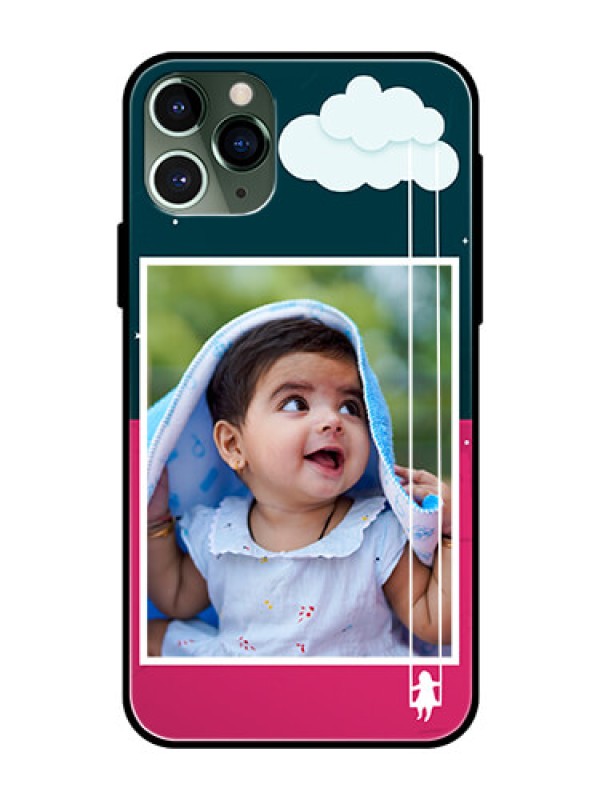 Custom Apple iPhone 11 Pro Custom Glass Phone Case  - Cute Girl with Cloud Design