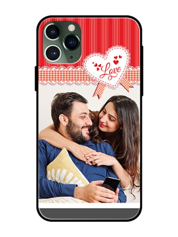 Custom Apple iPhone 11 Pro Custom Glass Mobile Case  - Red Love Pattern Design