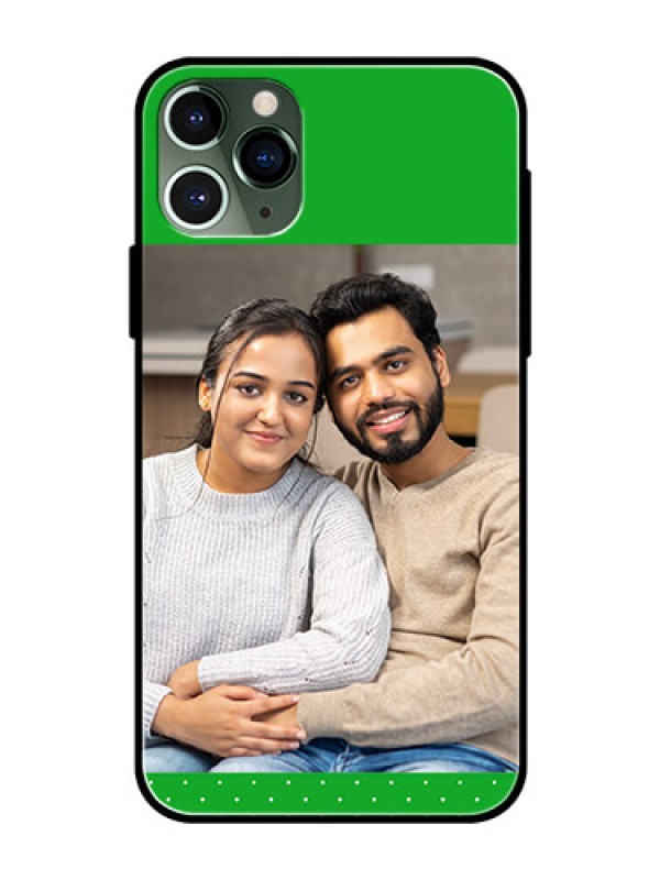 Custom Apple iPhone 11 Pro Personalized Glass Phone Case  - Green Pattern Design
