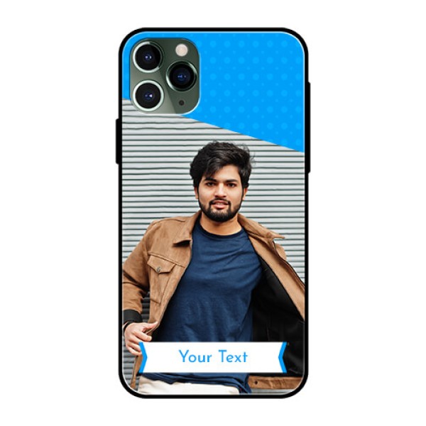 Apple iPhone 11 Pro Photo Printing on Glass Case  - Simple Blue Color Design