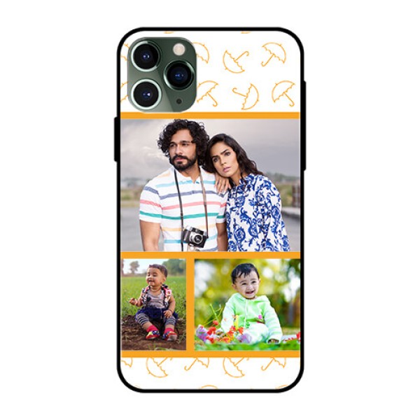 Apple iPhone 11 Pro Custom Glass Mobile Case - Yellow Pattern Design Apple iPhone 11 Pro Custom Glass Mobile Case - Yellow Pattern Design