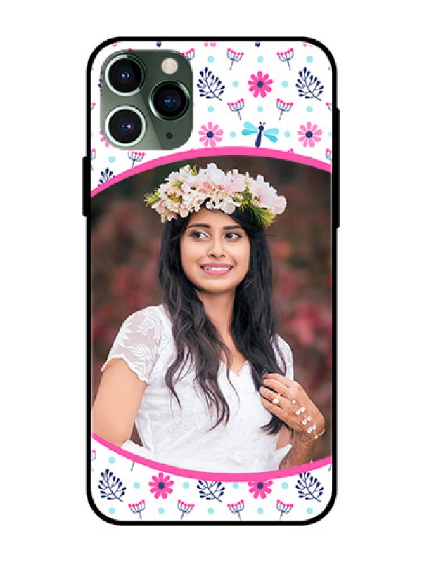 Custom Apple iPhone 11 Pro Photo Printing on Glass Case  - Colorful Flower Design