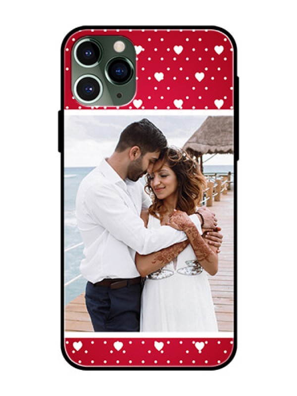 Custom Apple iPhone 11 Pro Photo Printing on Glass Case  - Hearts Mobile Case Design