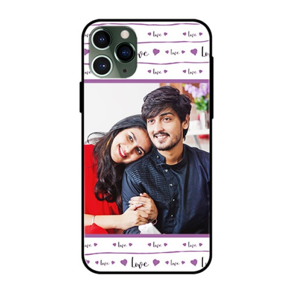Apple iPhone 11 Pro Custom Glass Mobile Case - Couples Heart Design Apple iPhone 11 Pro Custom Glass Mobile Case - Couples Heart Design