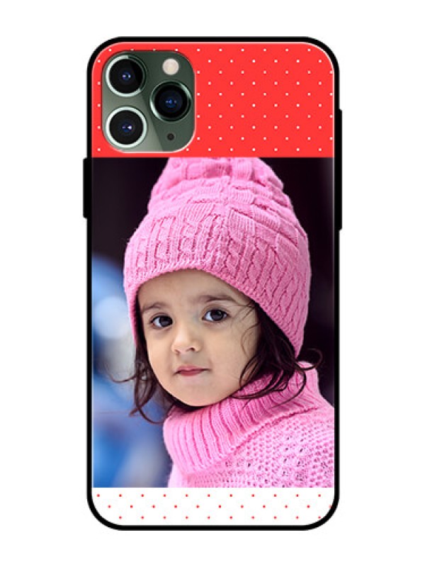 Custom Apple iPhone 11 Pro Photo Printing on Glass Case  - Red Pattern Design