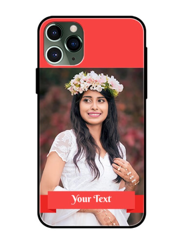 Custom Apple iPhone 11 Pro Custom Glass Phone Case  - Simple Red Color Design