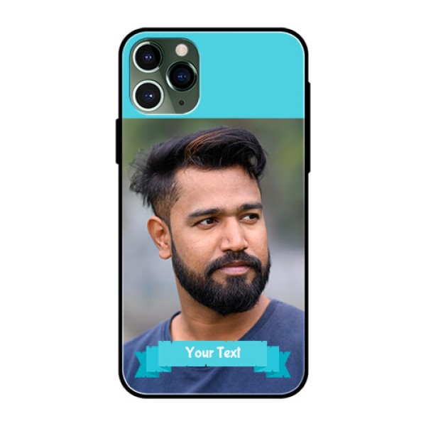 Apple iPhone 11 Pro Personalized Glass Phone Case - Simple Blue Color Design Apple iPhone 11 Pro Personalized Glass Phone Case - Simple Blue Color Design