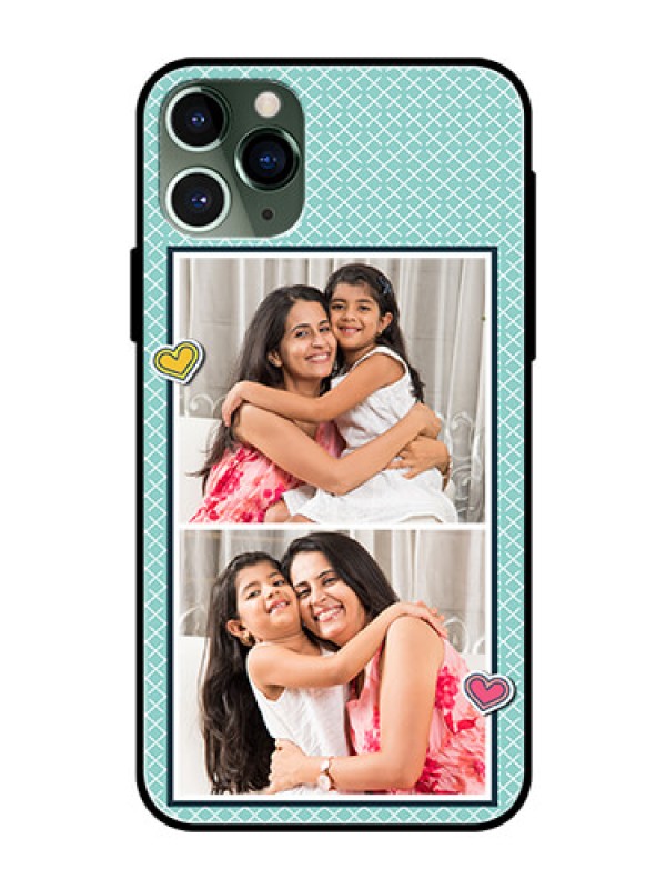 Custom Apple iPhone 11 Pro Custom Glass Phone Case  - 2 Image Holder with Pattern Design