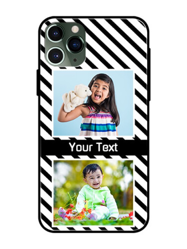 Custom Apple iPhone 11 Pro Photo Printing on Glass Case  - Black And White Stripes Design