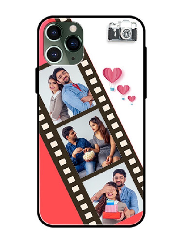 Custom Apple iPhone 11 Pro Personalized Glass Phone Case  - 3 Image Holder with Film Reel