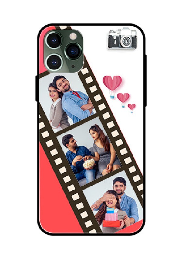 Apple iPhone 11 Pro Personalized Glass Phone Case  - 3 Image Holder with Film Reel