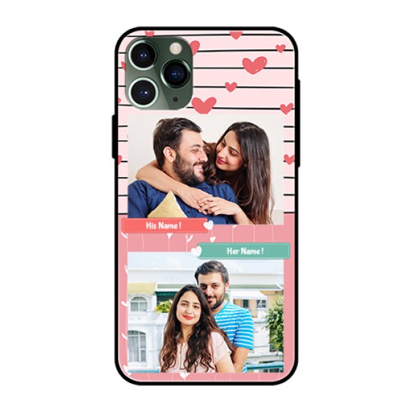 Apple iPhone 11 Pro Custom Glass Mobile Case - Photo with Heart Design Apple iPhone 11 Pro Custom Glass Mobile Case - Photo with Heart Design