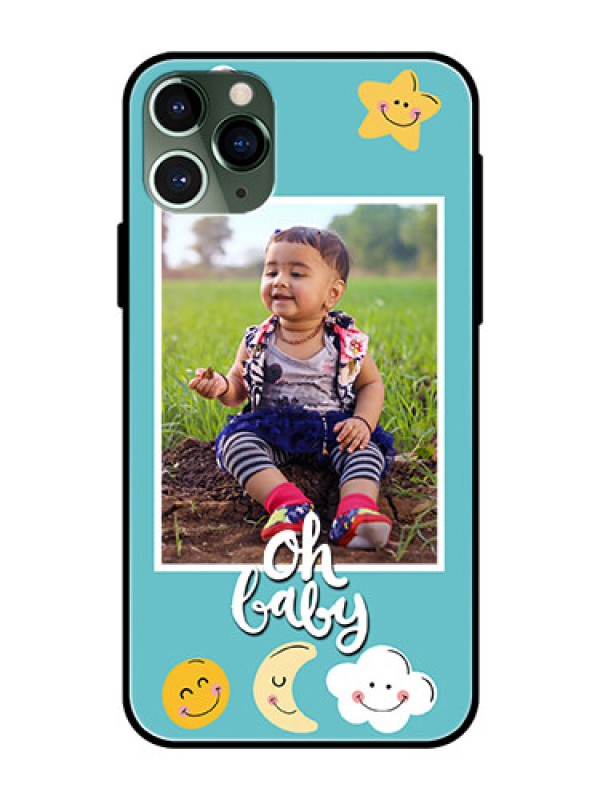 Custom Apple iPhone 11 Pro Personalized Glass Phone Case  - Smiley Kids Stars Design